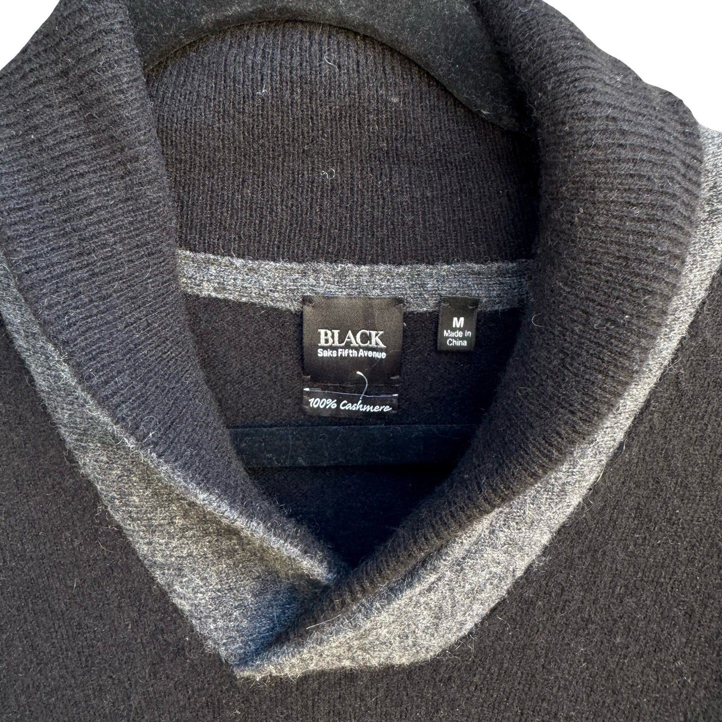 Saks Fifth Avenue Cashmere Old Money Preppy Shawl Collar Striped Sweater Mens M