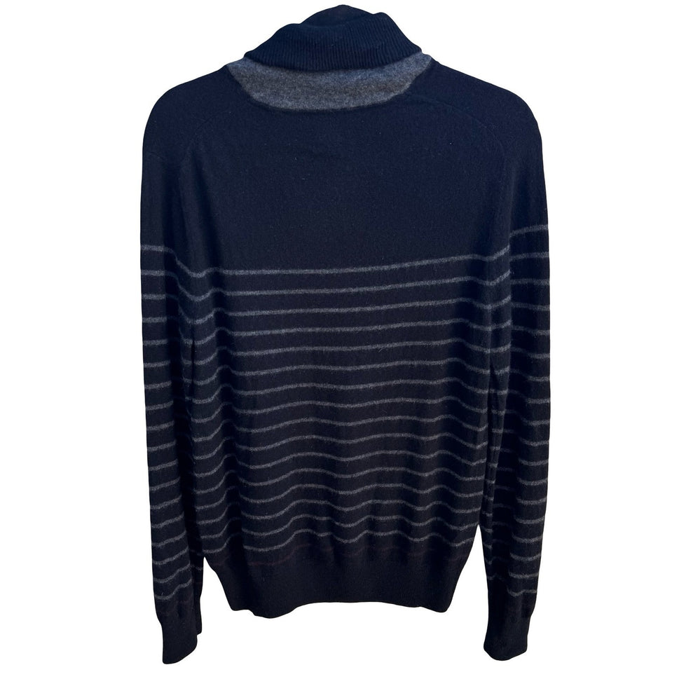 Saks Fifth Avenue Cashmere Old Money Preppy Shawl Collar Striped Sweater Mens M