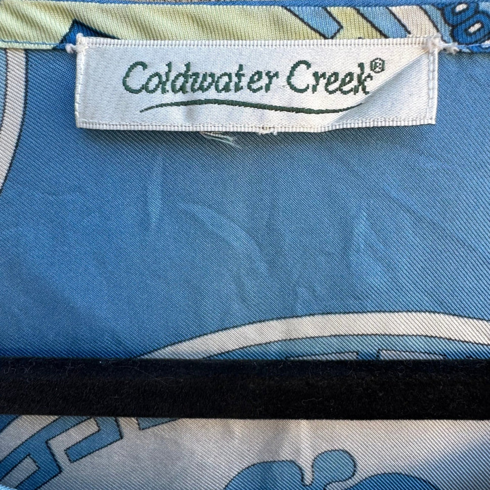 Coldwater Creek Silk Resortwear Coastal Nautical Boho Paisley Tunic Blouse XXL