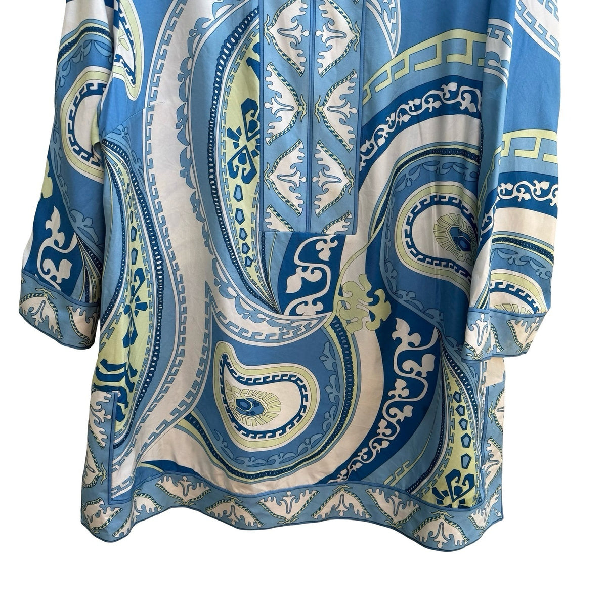 Coldwater Creek Silk Resortwear Coastal Nautical Boho Paisley Tunic Blouse XXL