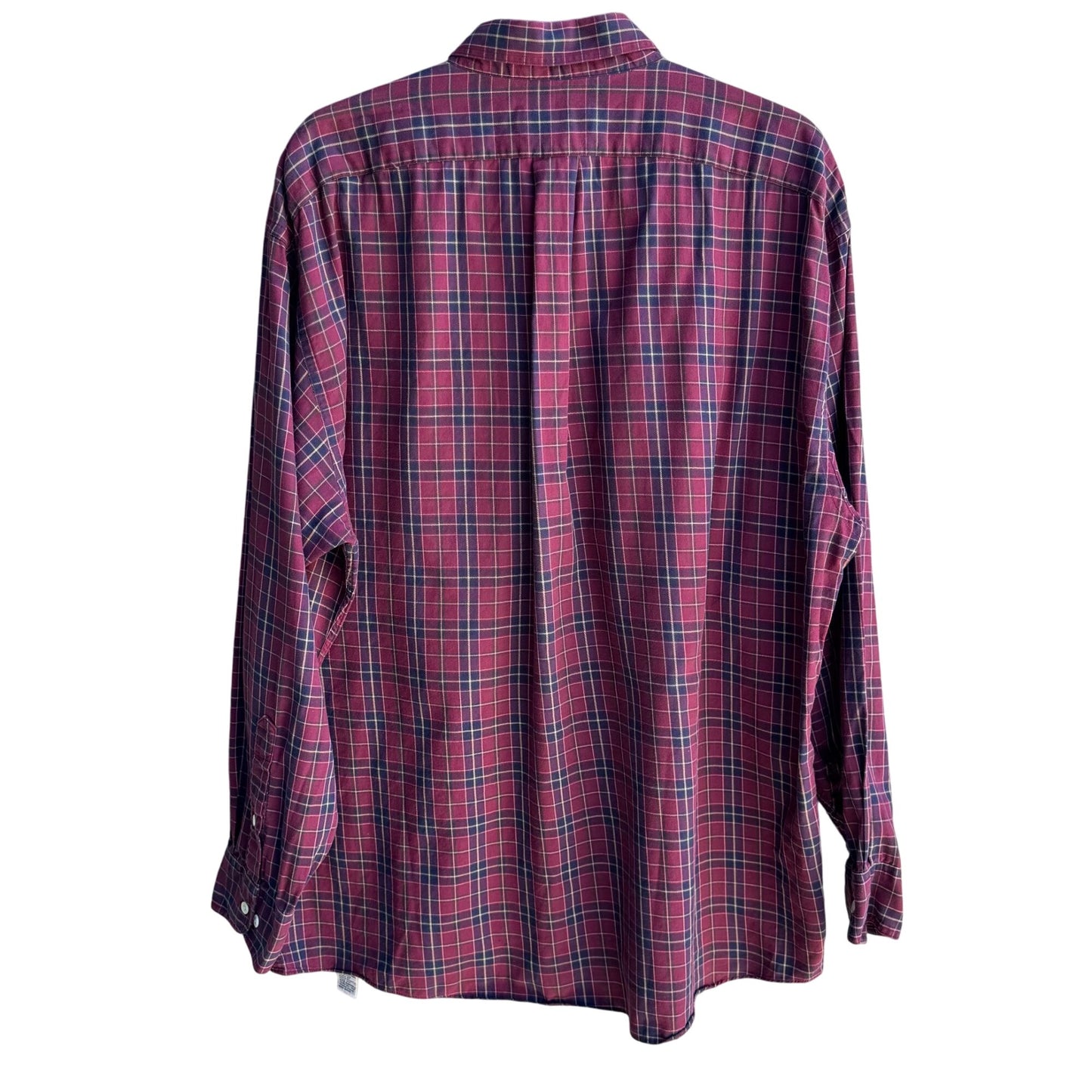 CC Courtenay Vintage Mens Red Plaid Grunge Long Sleeve Cotton Button-Down Shirt L