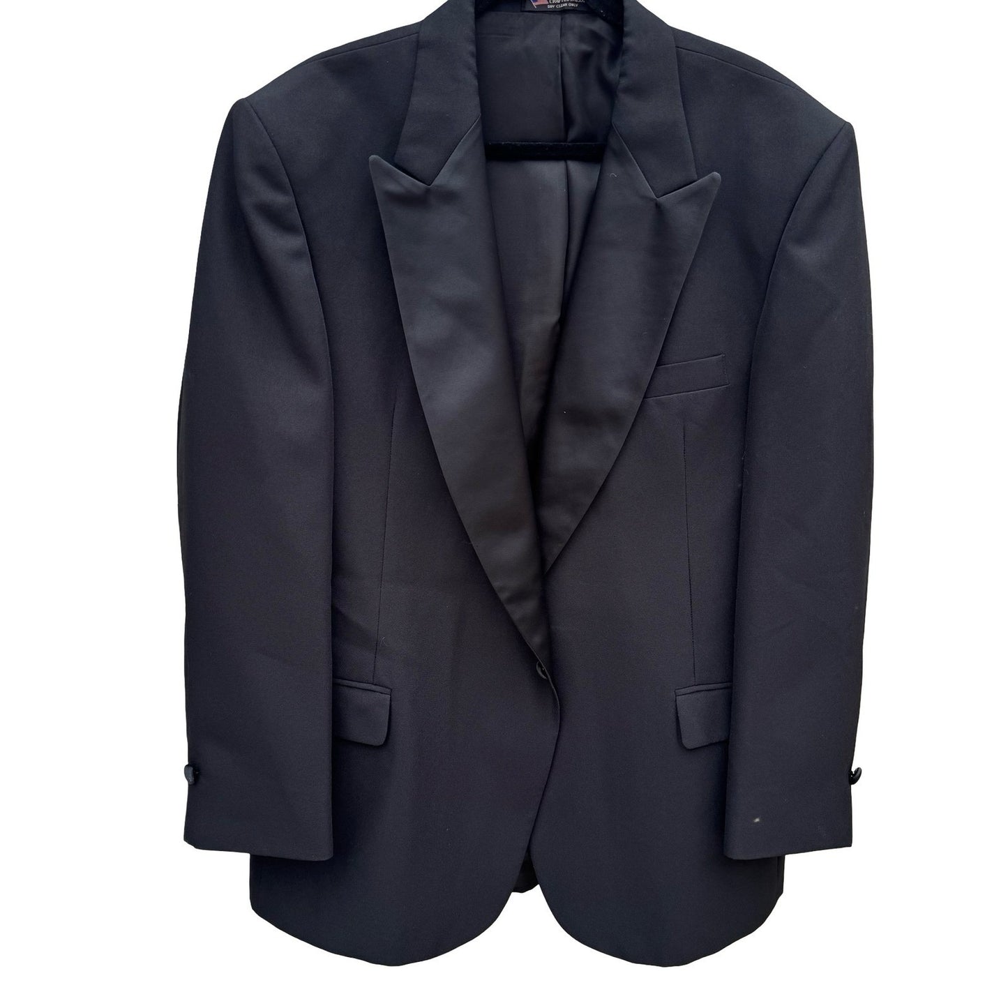 Raffinati Formal Mens 46L Black 1 Button Peak Lapel Tuxedo Jacket Blazer USA