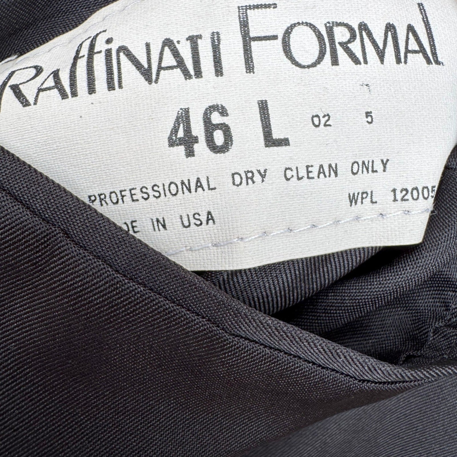 Raffinati Formal Mens 46L Black 1 Button Peak Lapel Tuxedo Jacket Blazer USA
