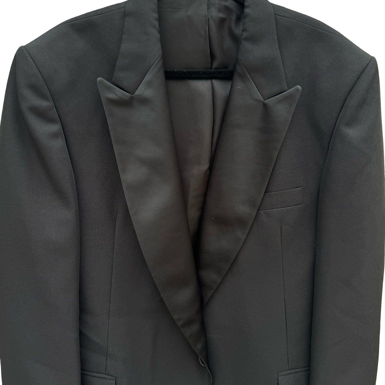 Raffinati Formal Mens 46L Black 1 Button Peak Lapel Tuxedo Jacket Blazer USA