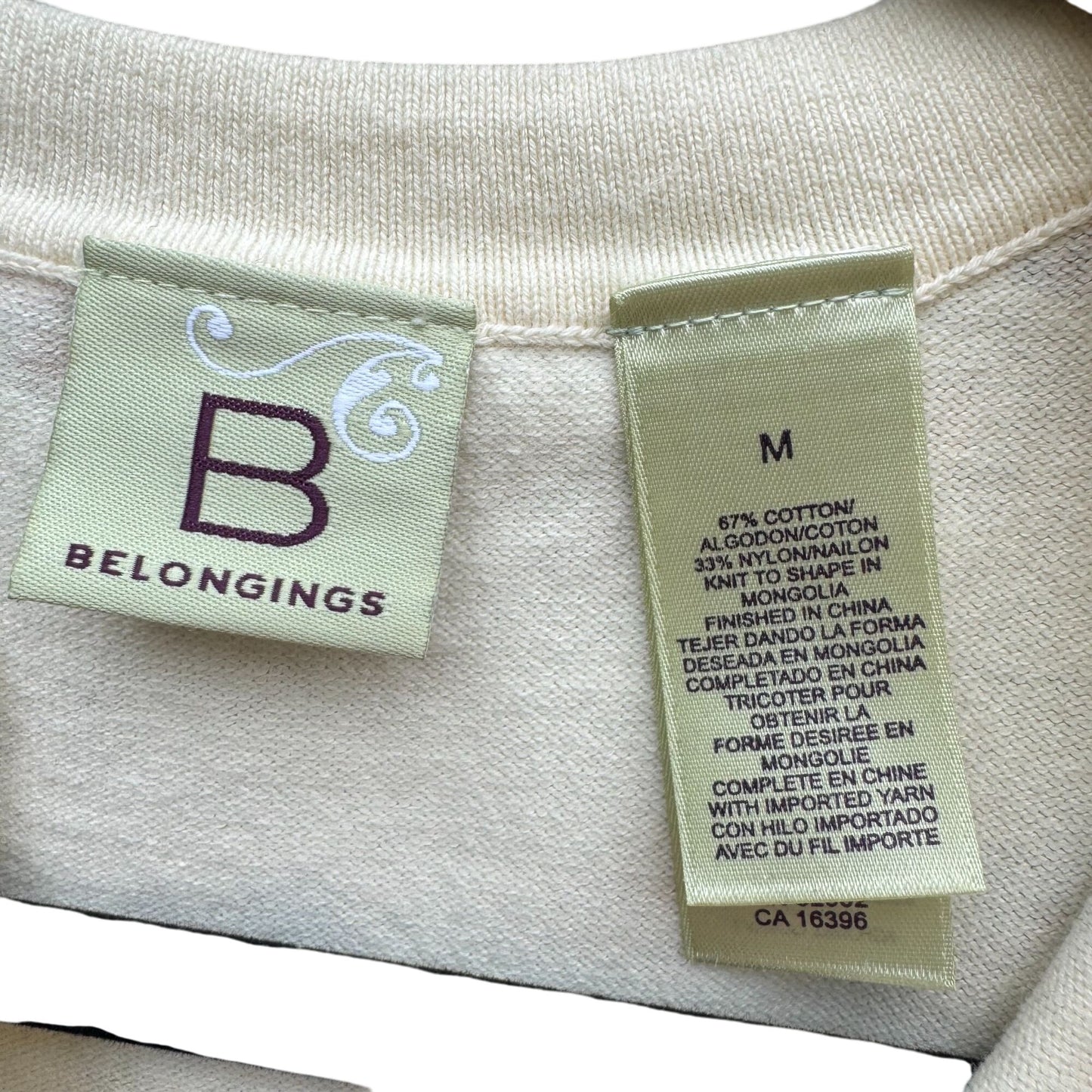 Belongings Floral Print Womens 3/4 Sleeve Knit Split Neck Multicolor Shirt Top M