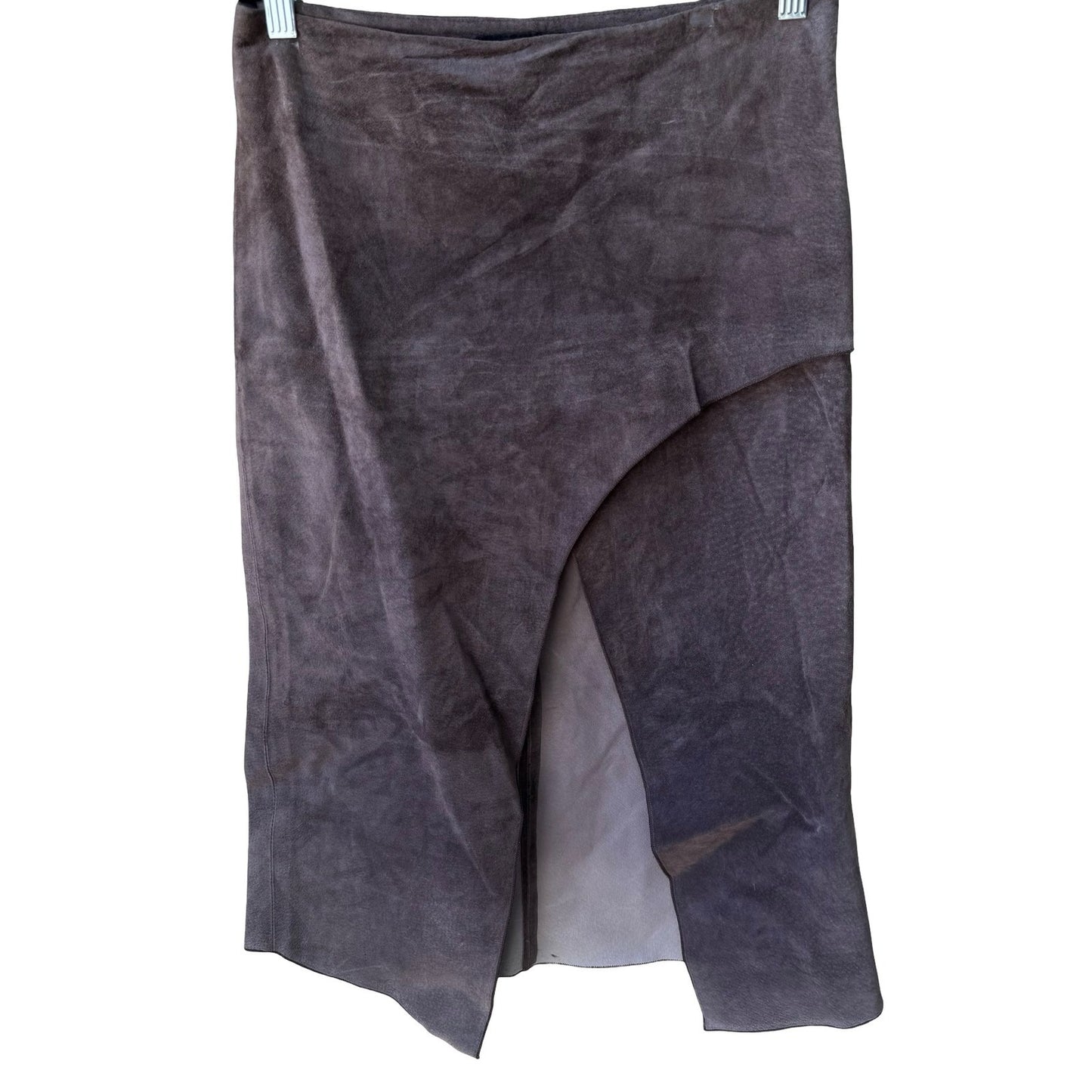 Jane Doe Y2K 90s Earthy Boho Western Suede Leather Asymmetric Edgy Midi Skirt 6