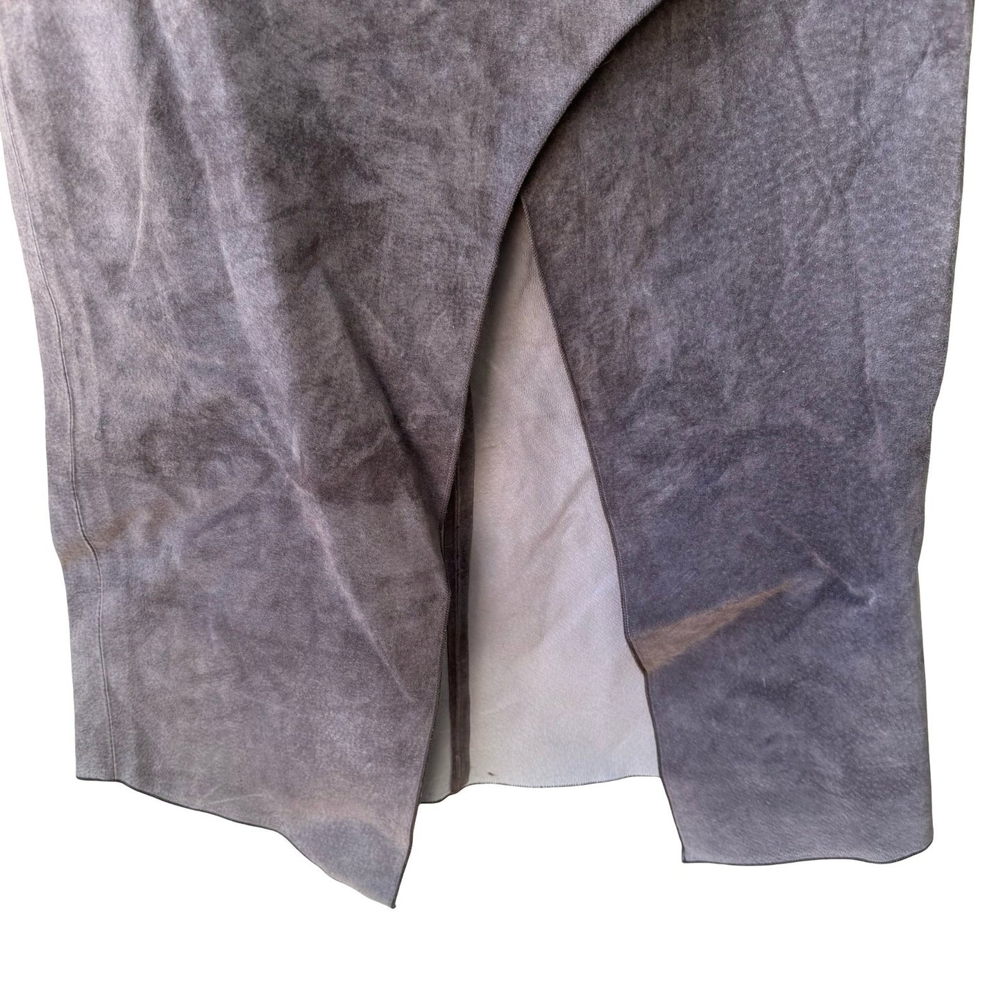 Jane Doe Y2K 90s Earthy Boho Western Suede Leather Asymmetric Edgy Midi Skirt 6