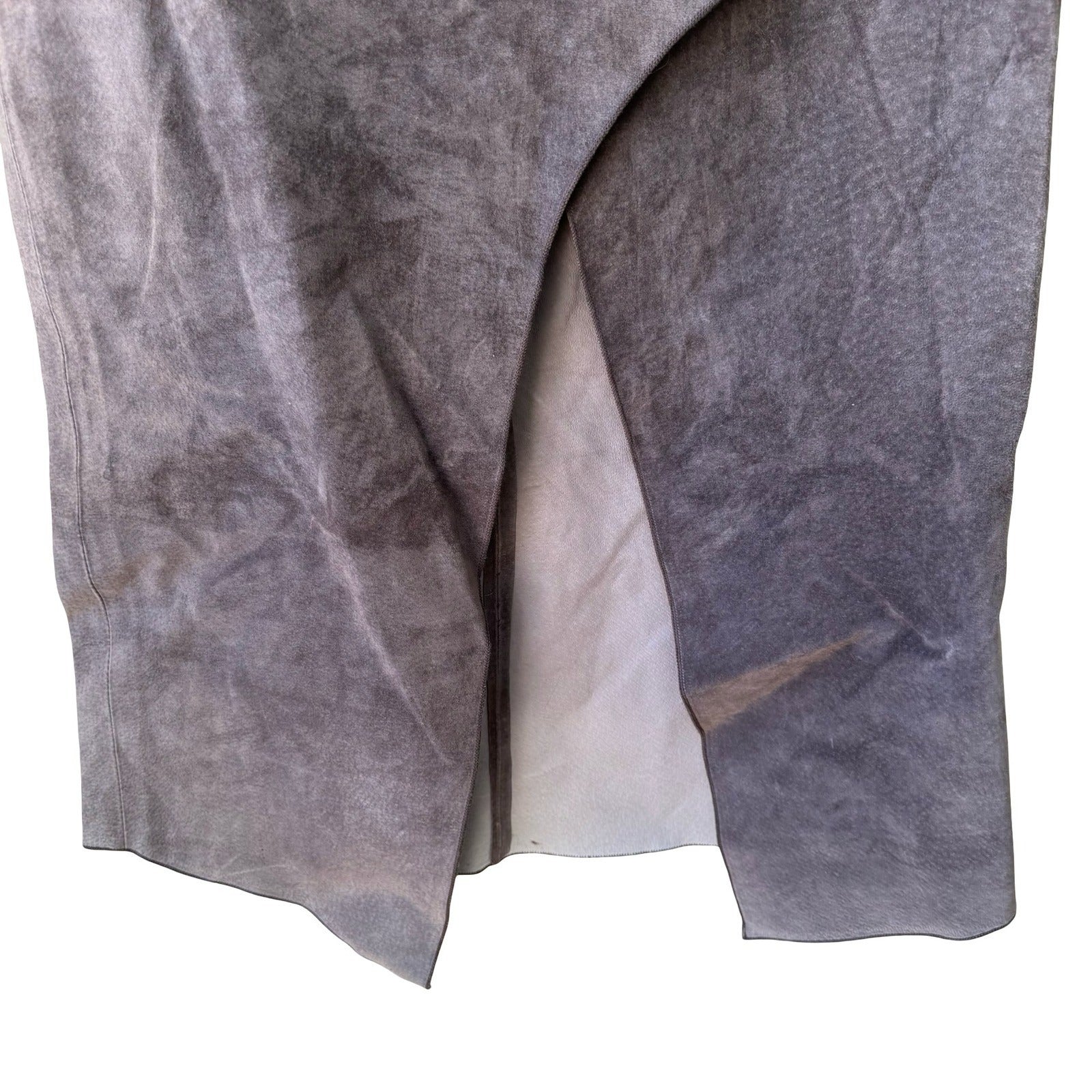 Jane Doe Y2K 90s Earthy Boho Western Suede Leather Asymmetric Edgy Midi Skirt 6