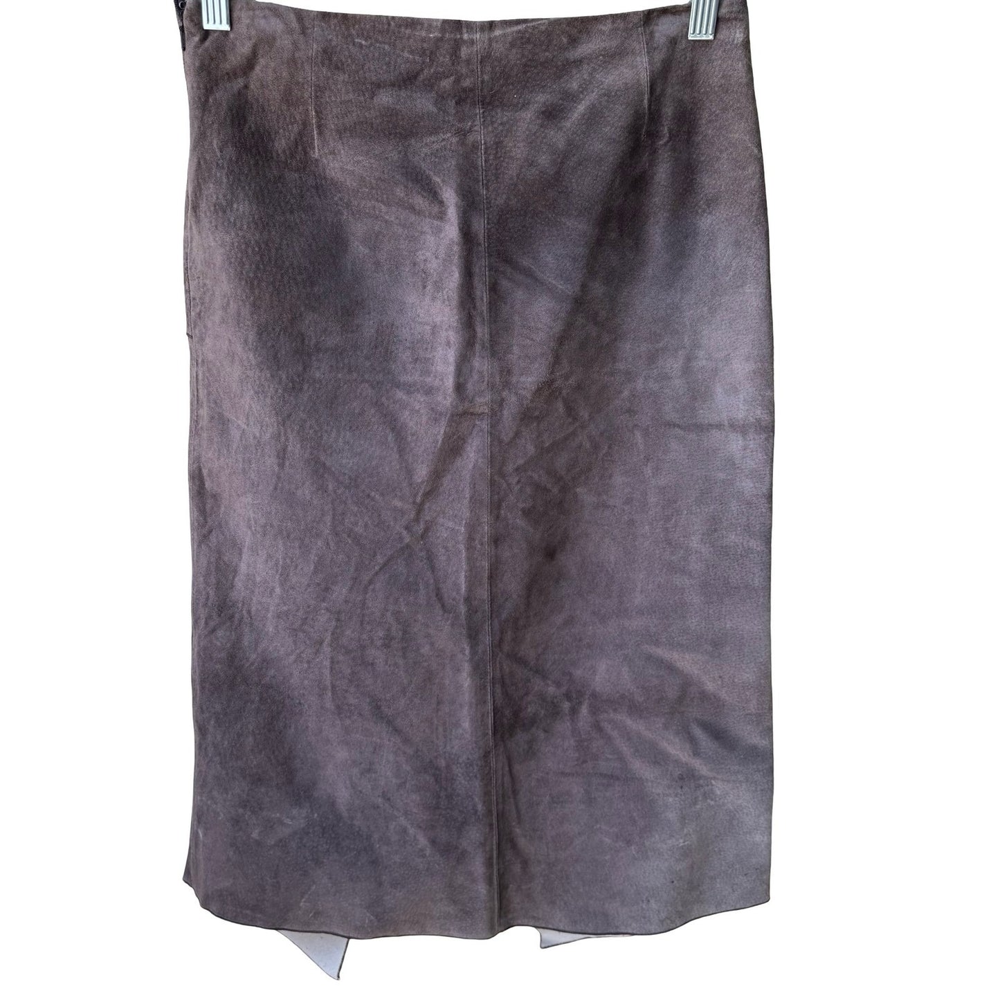 Jane Doe Y2K 90s Earthy Boho Western Suede Leather Asymmetric Edgy Midi Skirt 6