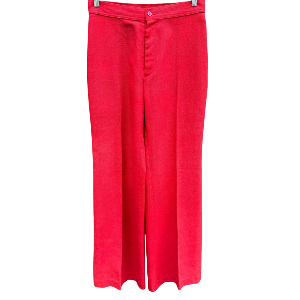 Levi Strauss Vintage 70s Womens Brick Red High Waist Linen Wide Leg Pants 28x31
