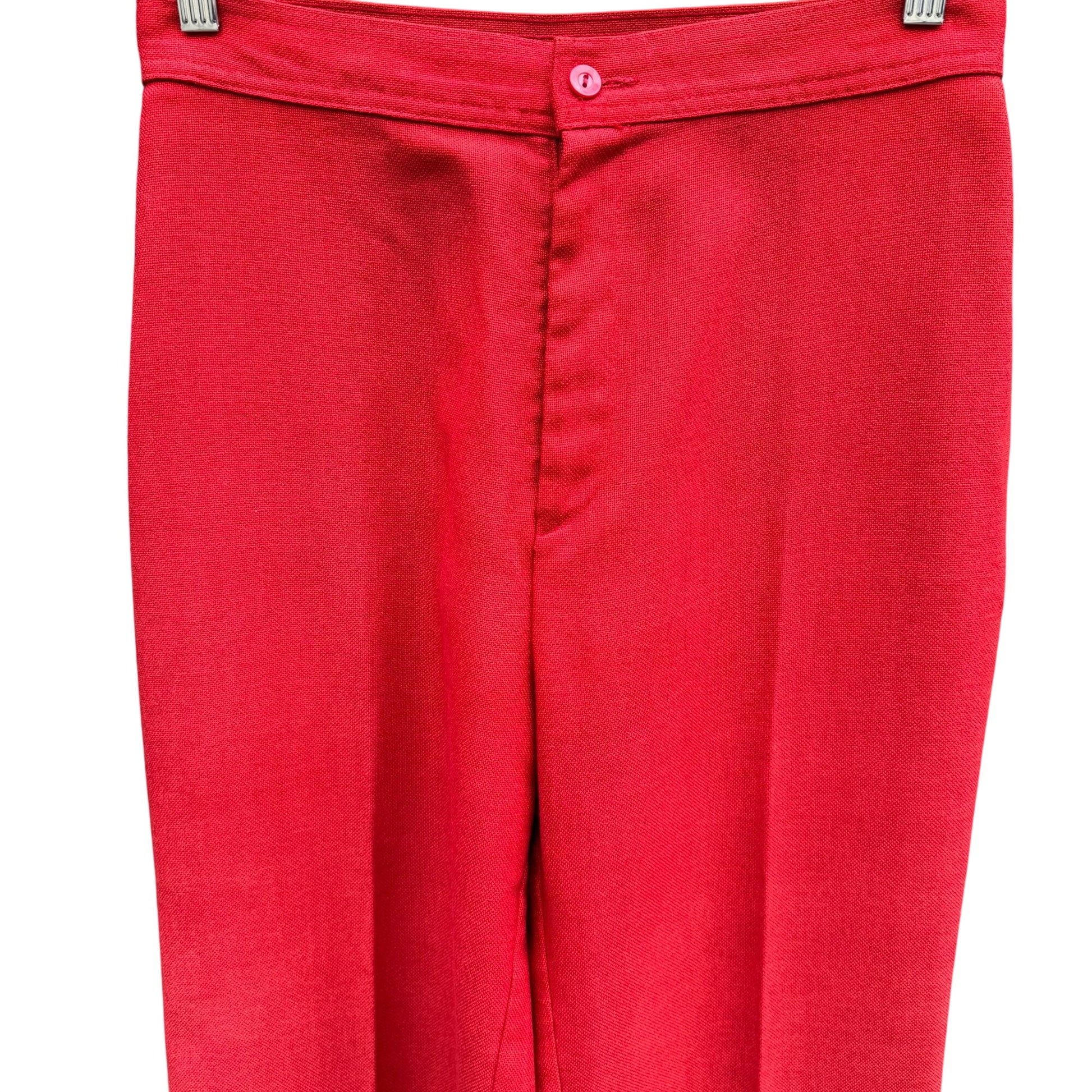 Levi Strauss Vintage 70s Womens Brick Red High Waist Linen Wide Leg Pants 28x31