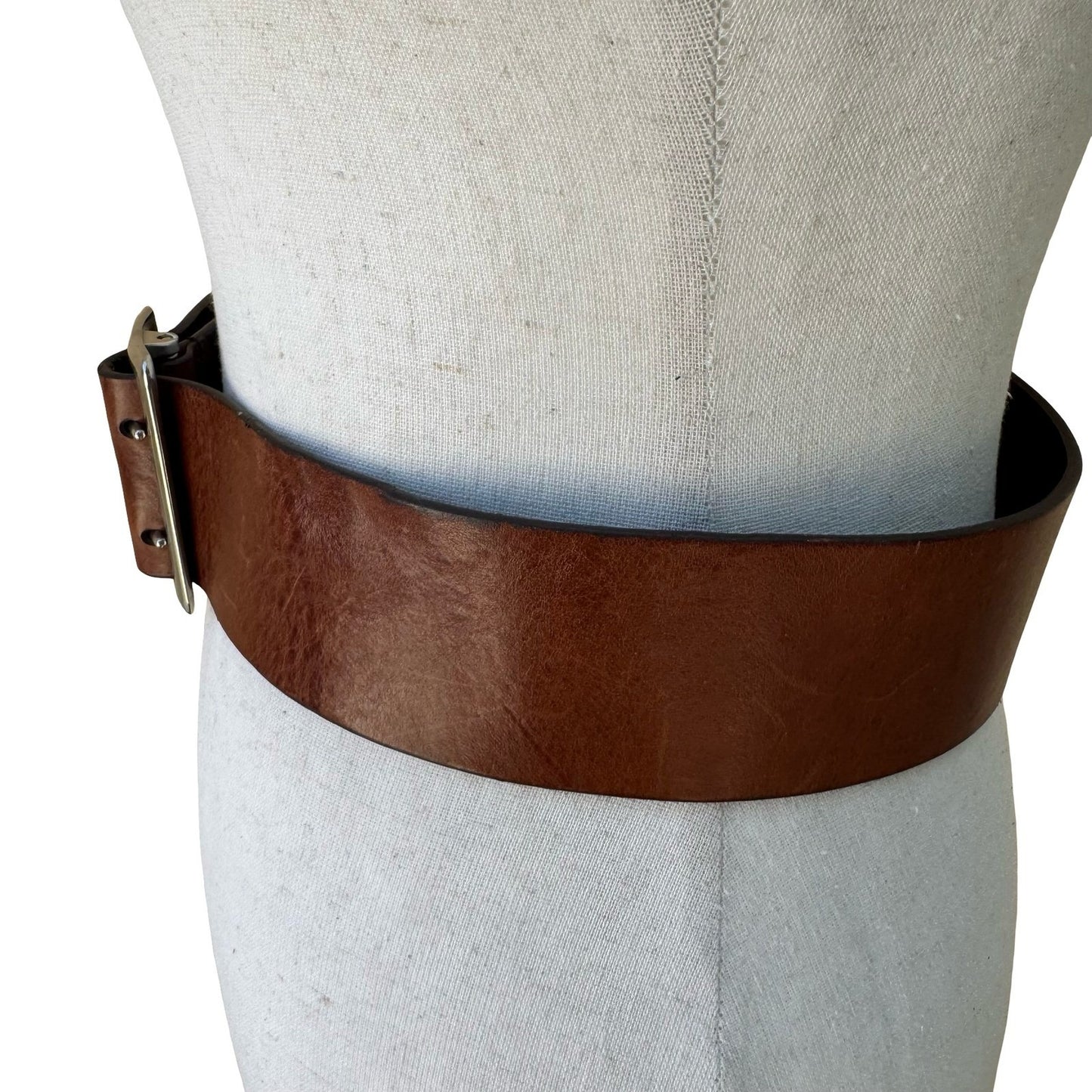 Vintage Y2K Wide Boho Western Cowgirl Brown Leather Statement Belt Silver Buckle