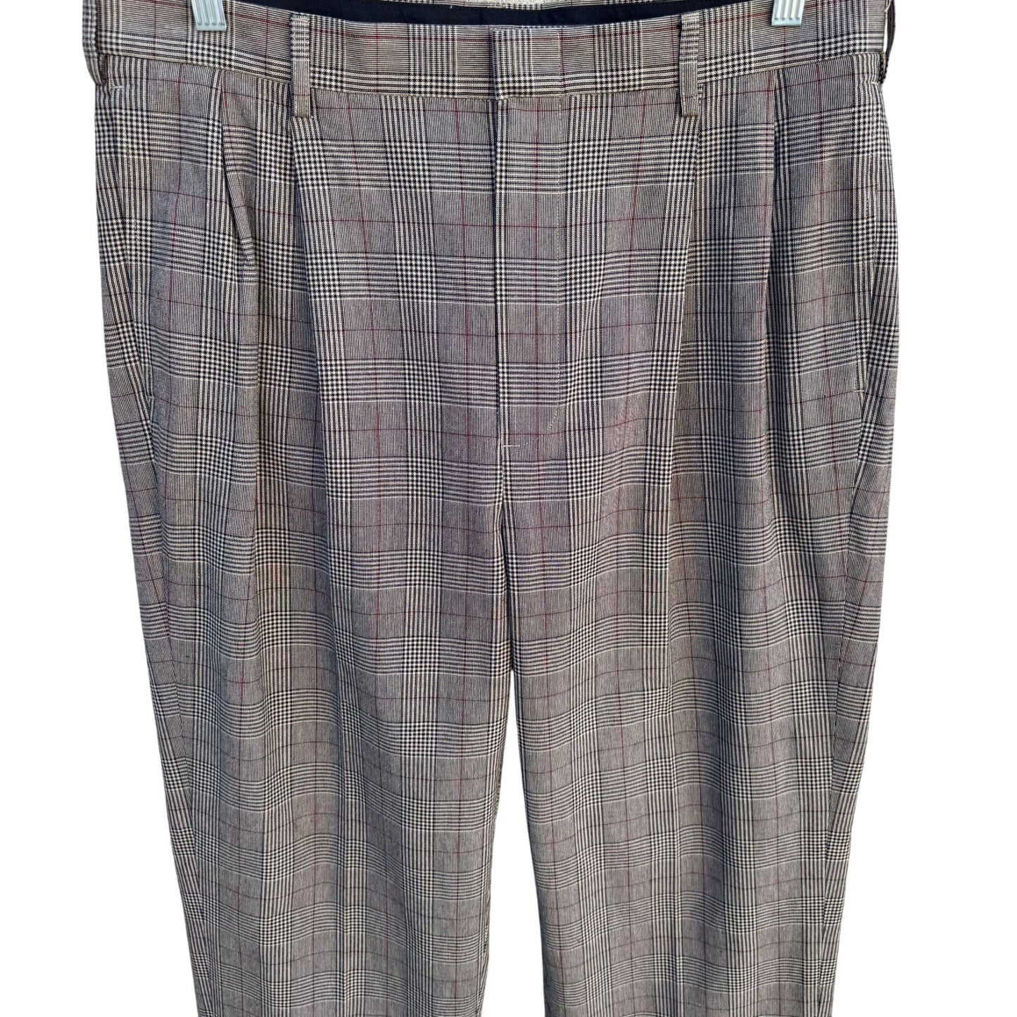 Jos. A. Bank Mens Travelers Collection Plaid Pleated Cuffed Dress Pants 34x32