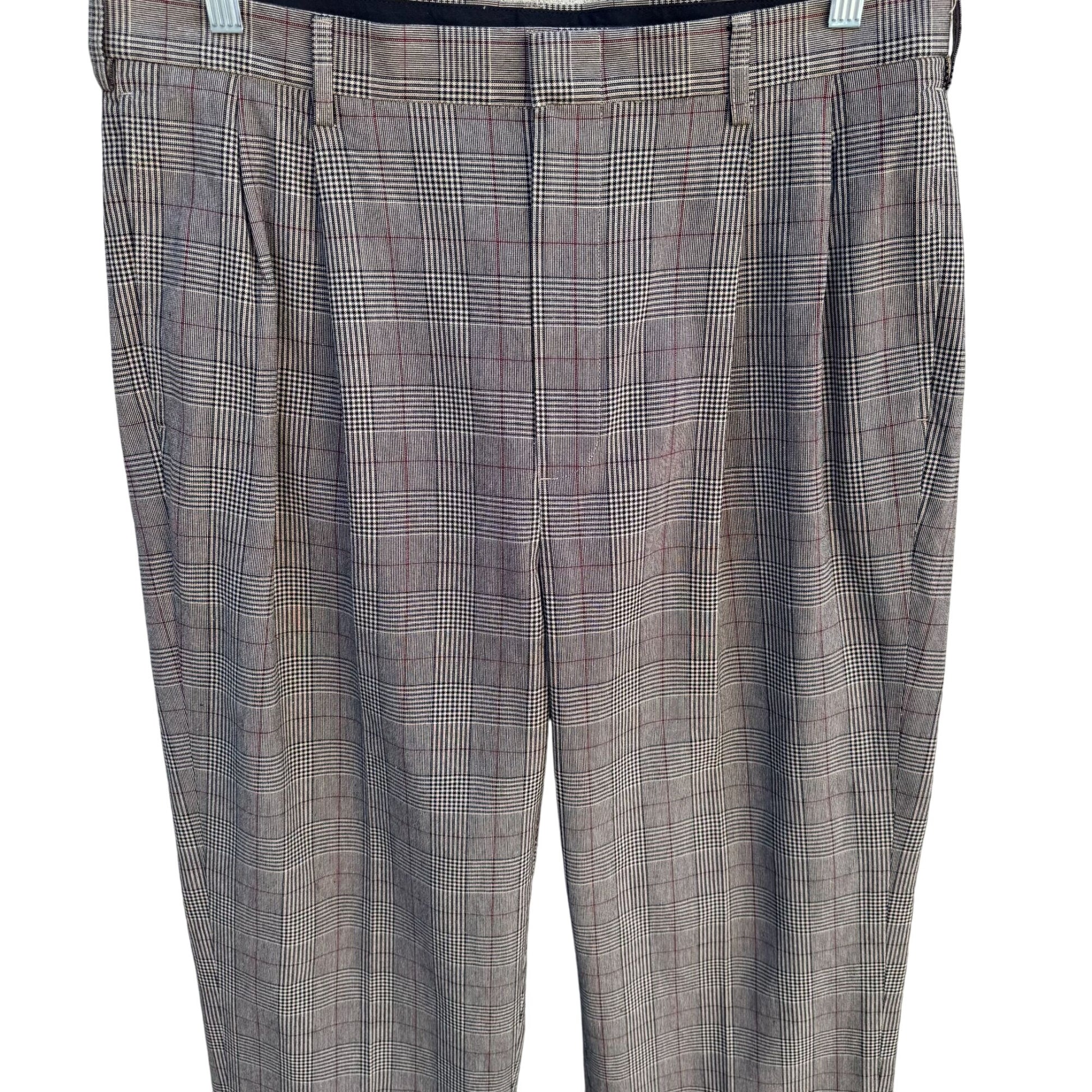 Jos. A. Bank Mens Travelers Collection Plaid Pleated Cuffed Dress Pants 34x32