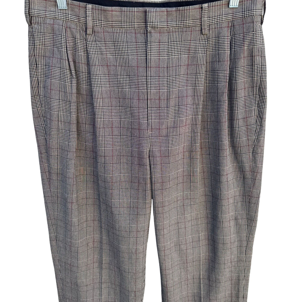 Jos. A. Bank Mens Travelers Collection Plaid Pleated Cuffed Dress Pants 34x32