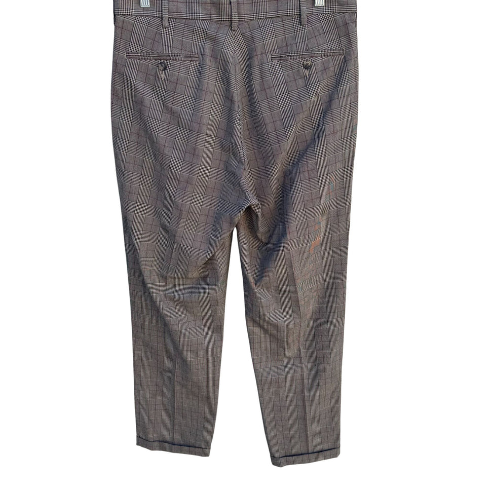 Jos. A. Bank Mens Travelers Collection Plaid Pleated Cuffed Dress Pants 34x32