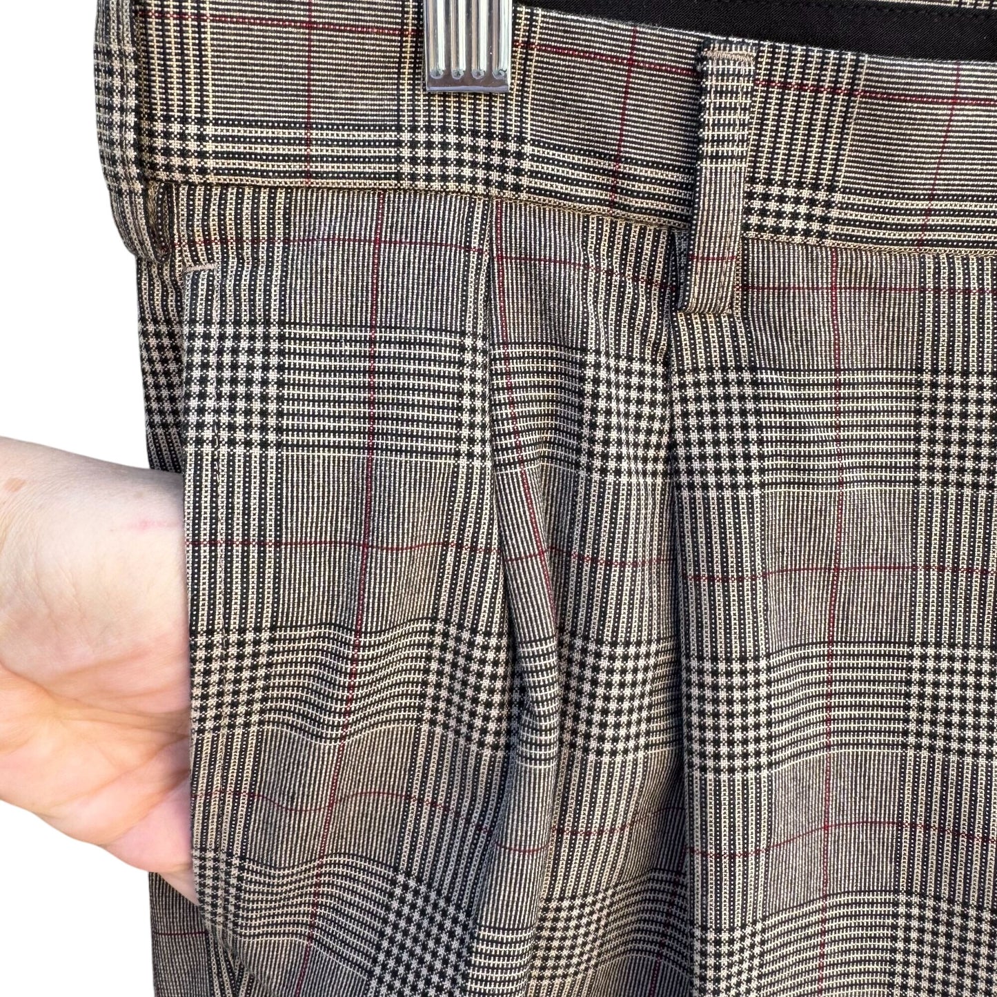 Jos. A. Bank Mens Travelers Collection Plaid Pleated Cuffed Dress Pants 34x32