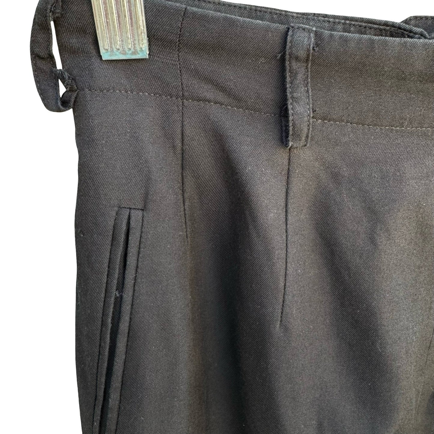 Anne Klein II Vintage Black High Waist Back Zip Silk Cotton Pleated Trousers 4P