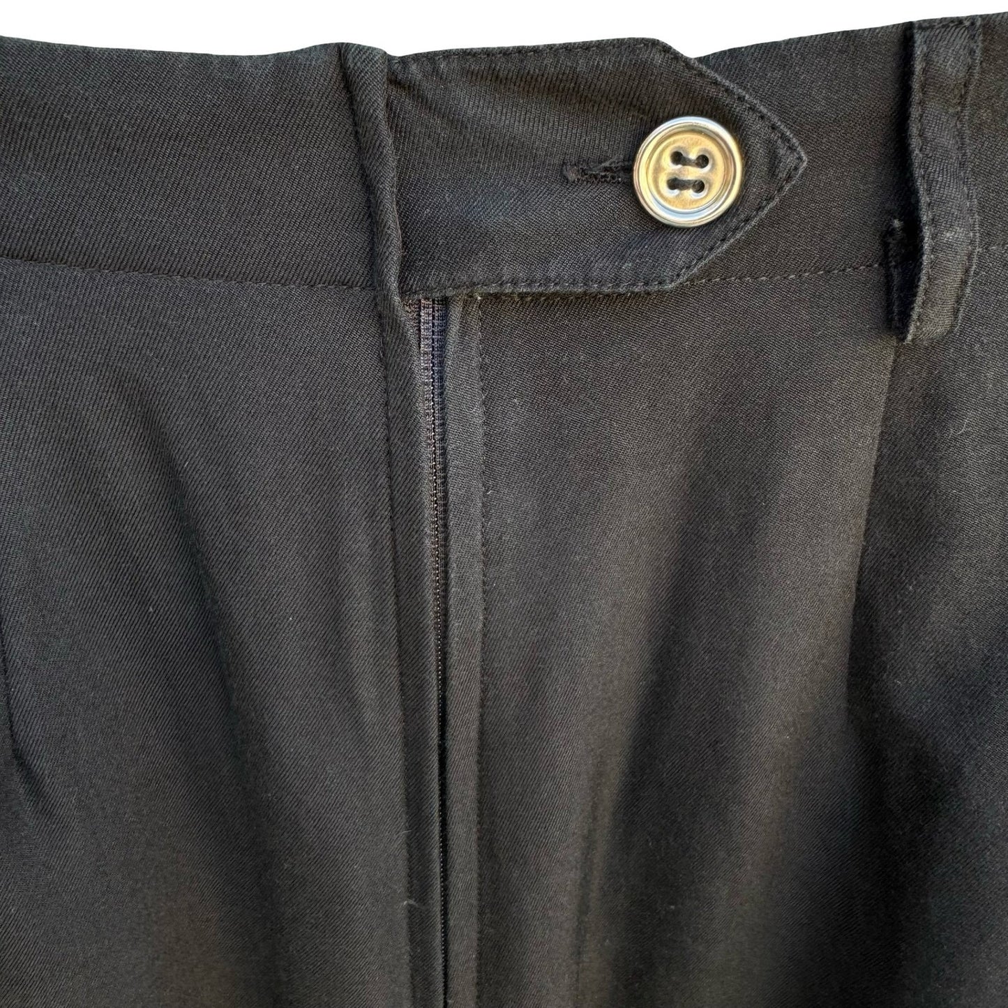 Anne Klein II Vintage Black High Waist Back Zip Silk Cotton Pleated Trousers 4P