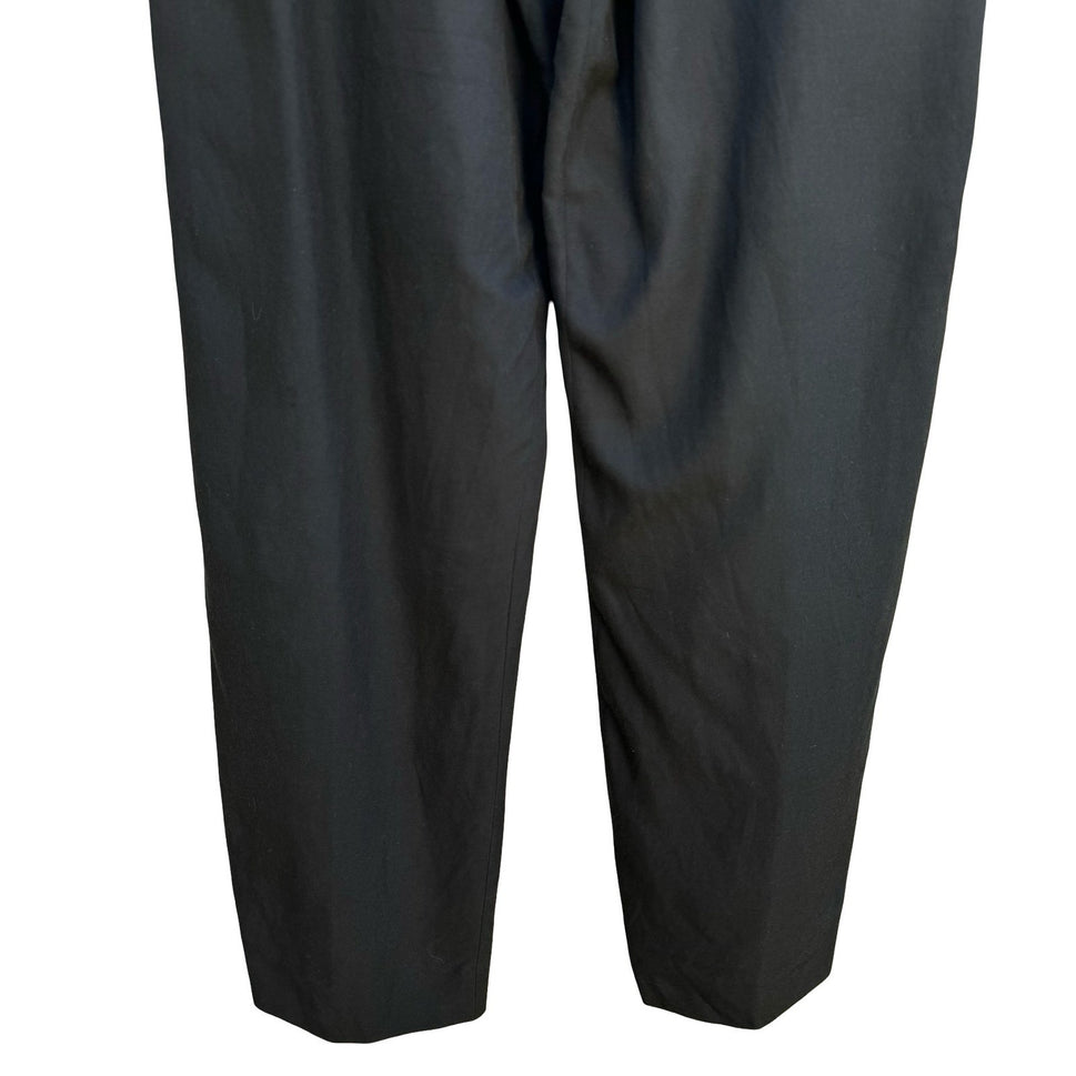 Anne Klein II Vintage Black High Waist Back Zip Silk Cotton Pleated Trousers 4P
