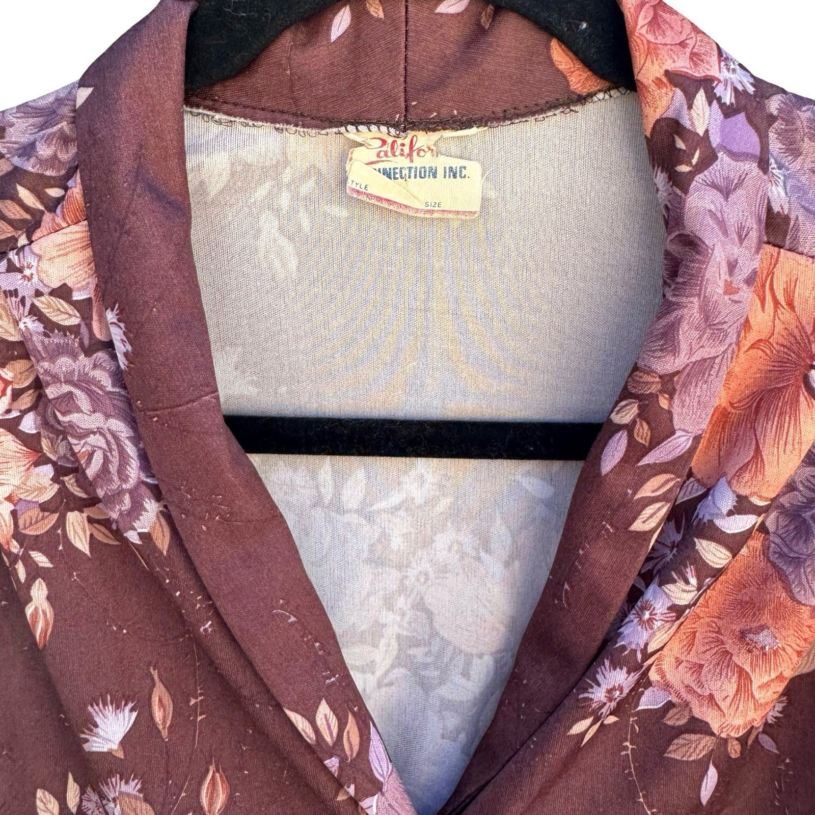 California Connection Vintage 70s Boho Cottagecore Brown Floral Prairie Blouse