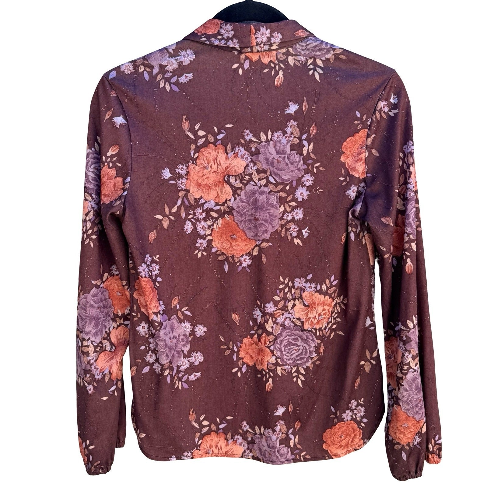 California Connection Vintage 70s Boho Cottagecore Brown Floral Prairie Blouse