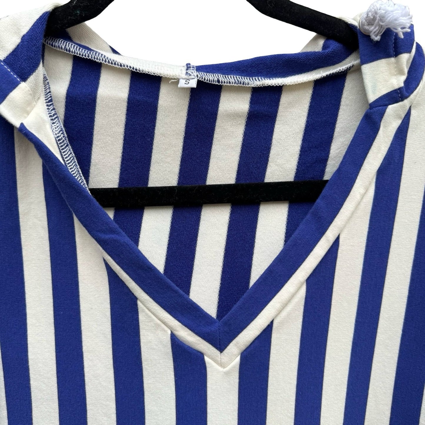 Nautical Sailor Blue White Striped Beachy French Girl Preppy Seaside Hoodie S