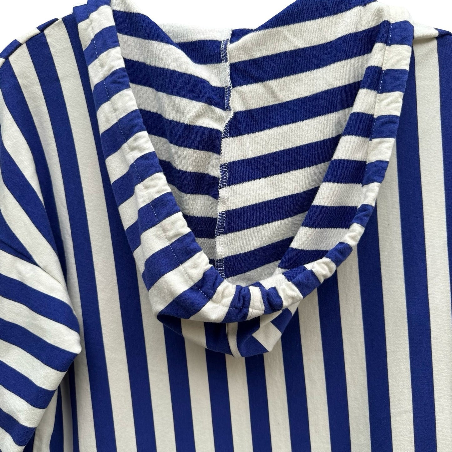 Nautical Sailor Blue White Striped Beachy French Girl Preppy Seaside Hoodie S
