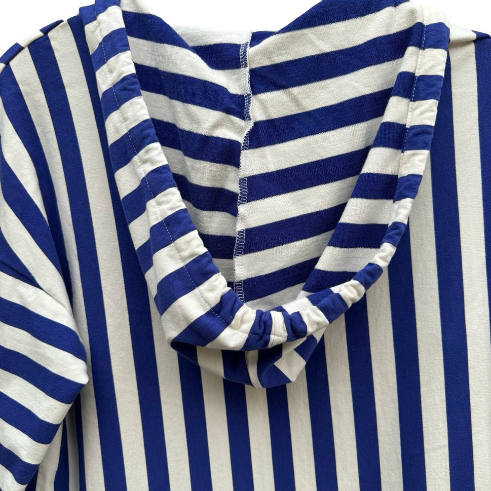 Nautical Sailor Blue White Striped Beachy French Girl Preppy Seaside Hoodie S