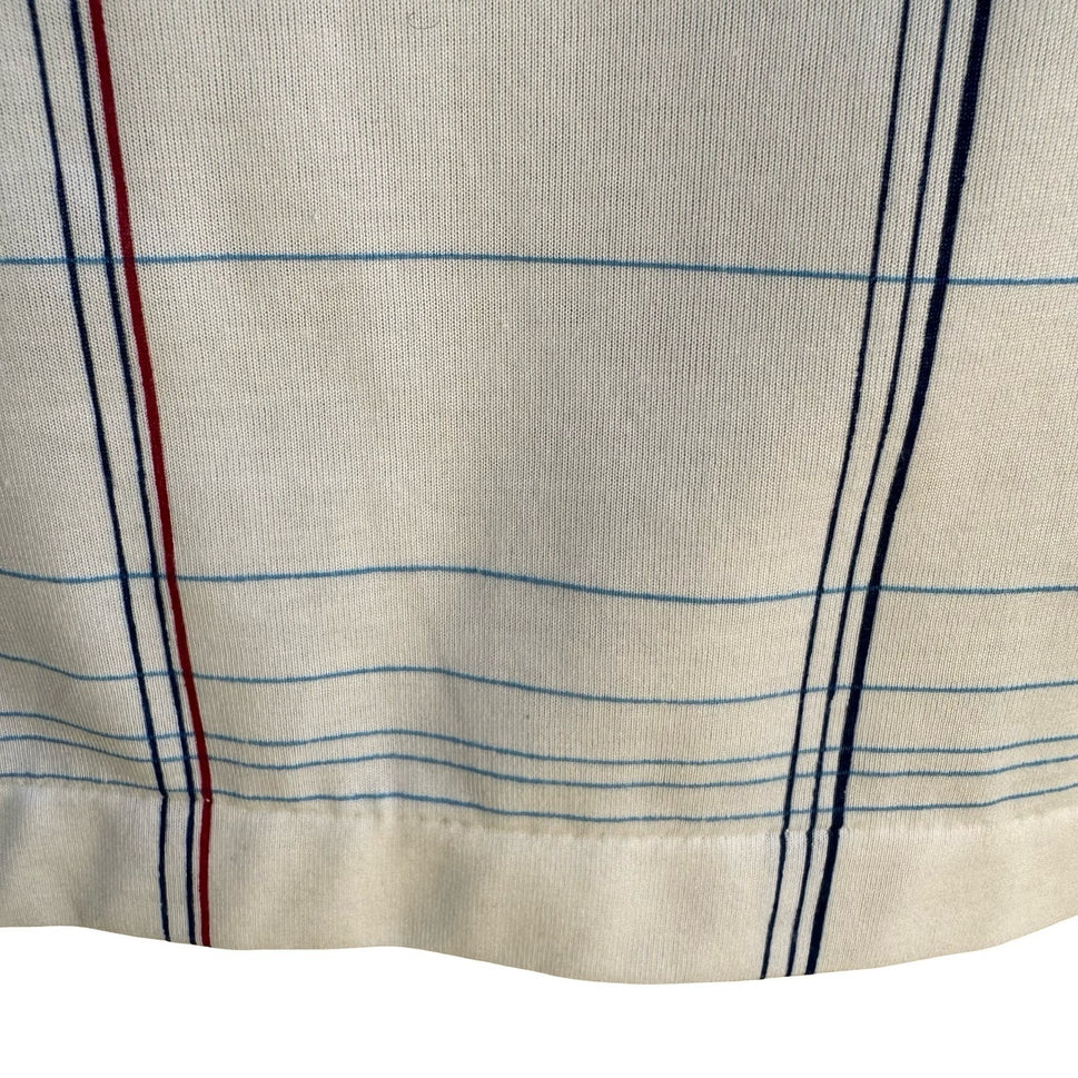 Midopa Korean Vintage 70s 80s Preppy Windowpane Plaid Knit Polo Shirt Mens M
