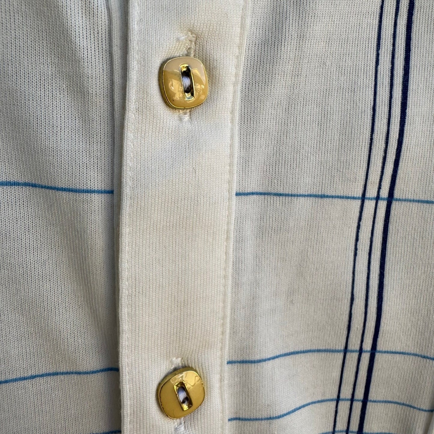Midopa Korean Vintage 70s 80s Preppy Windowpane Plaid Knit Polo Shirt Mens M