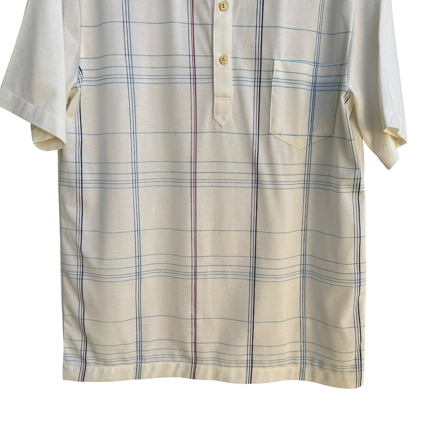 Midopa Korean Vintage 70s 80s Preppy Windowpane Plaid Knit Polo Shirt Mens M