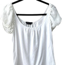 Switch BCBG MAXAZRIA Coquette Balletcore Feminine Pima Cotton Ruffle Puff Sleeve Top S 3 image