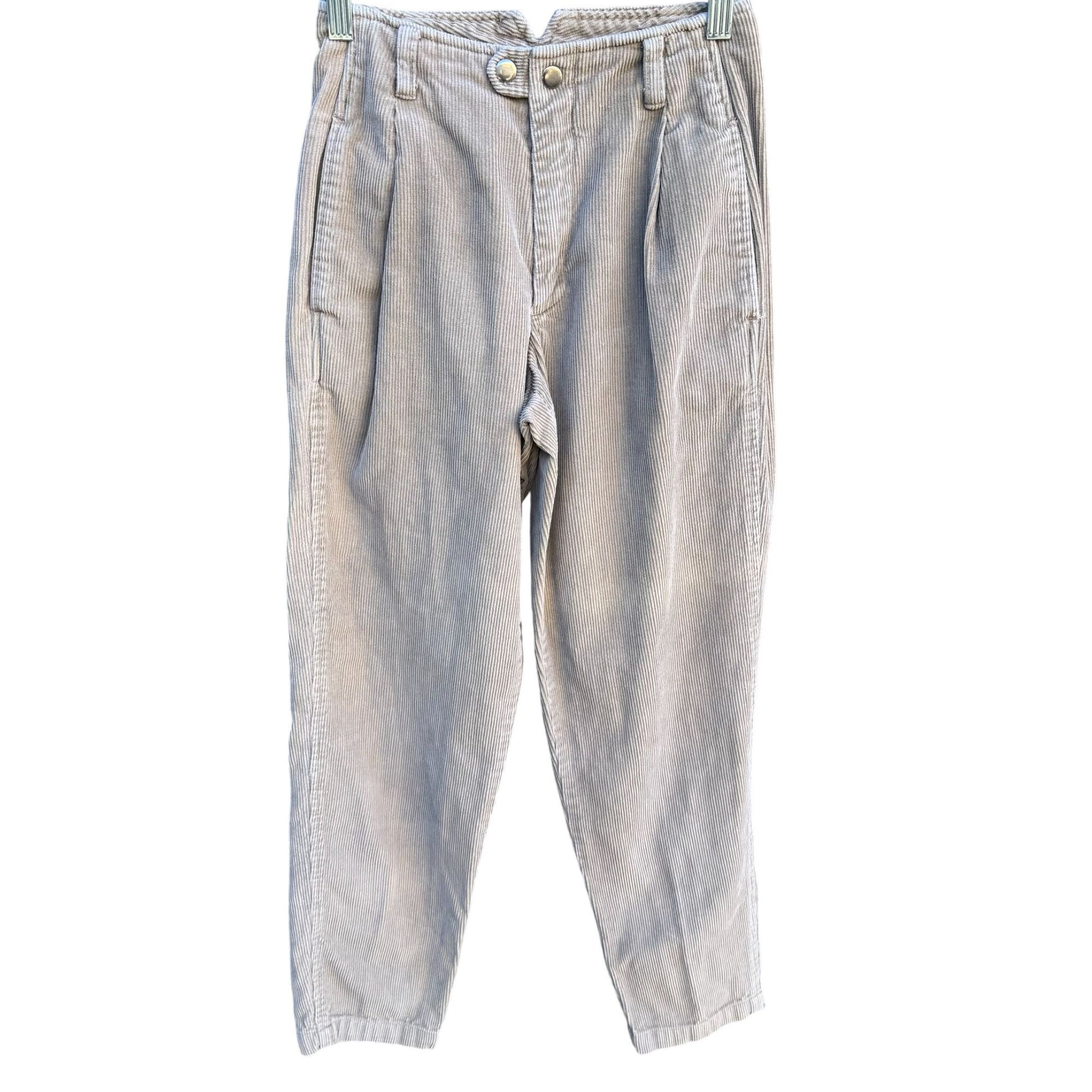 Lizsport Vintage 80s Womens Corduroy Pants 2P Beige High-Waisted Pleated Tapered