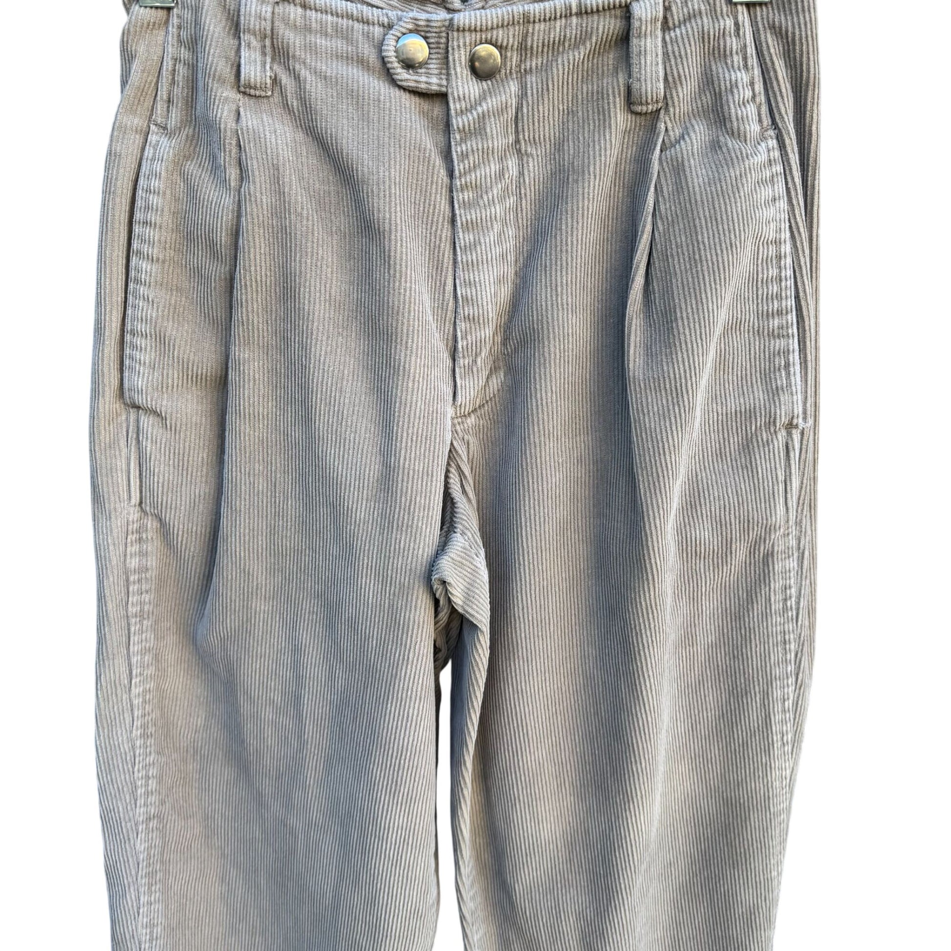 Lizsport Vintage 80s Womens Corduroy Pants 2P Beige High-Waisted Pleated Tapered