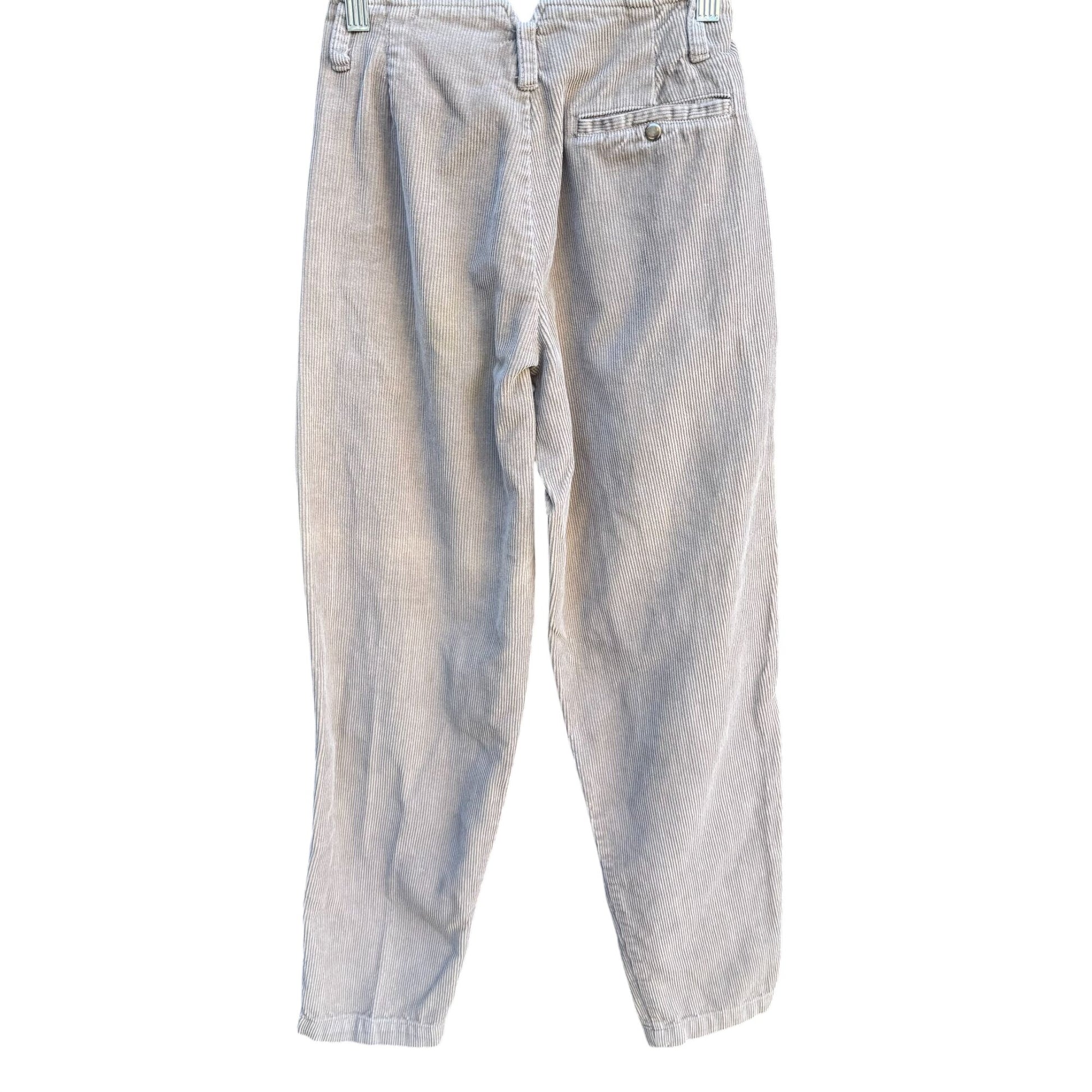 Lizsport Vintage 80s Womens Corduroy Pants 2P Beige High-Waisted Pleated Tapered