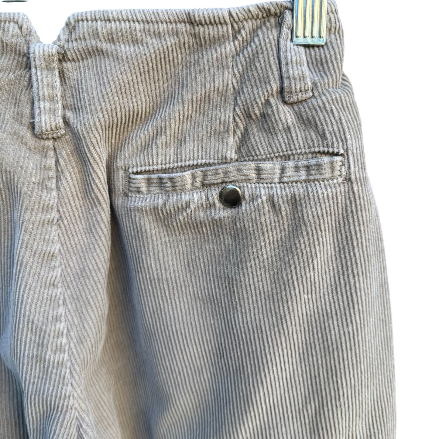 Lizsport Vintage 80s Womens Corduroy Pants 2P Beige High-Waisted Pleated Tapered