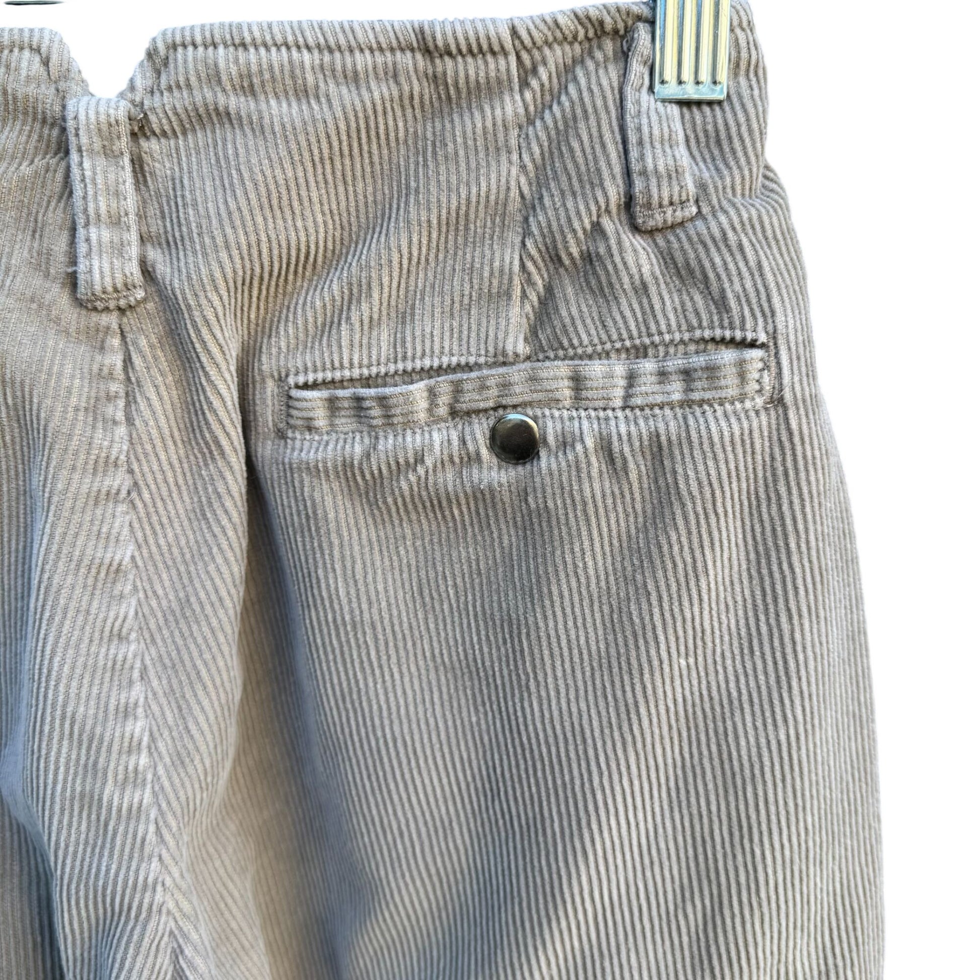 Lizsport Vintage 80s Womens Corduroy Pants 2P Beige High-Waisted Pleated Tapered