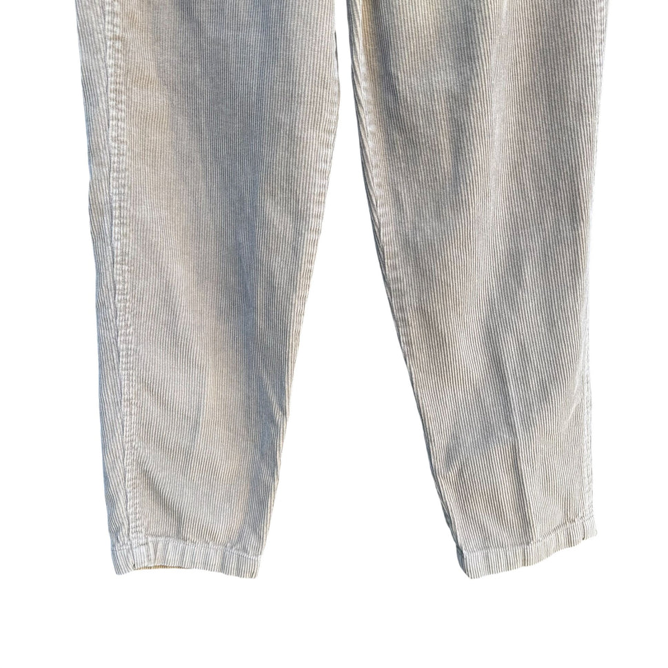 Lizsport Vintage 80s Womens Corduroy Pants 2P Beige High-Waisted Pleated Tapered