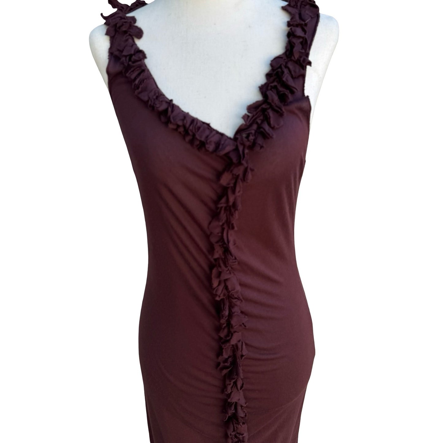 Poleci Y2K Whimsigoth Romantic Fairycore Ruffle Sleeveless Bodycon Midi Dress S
