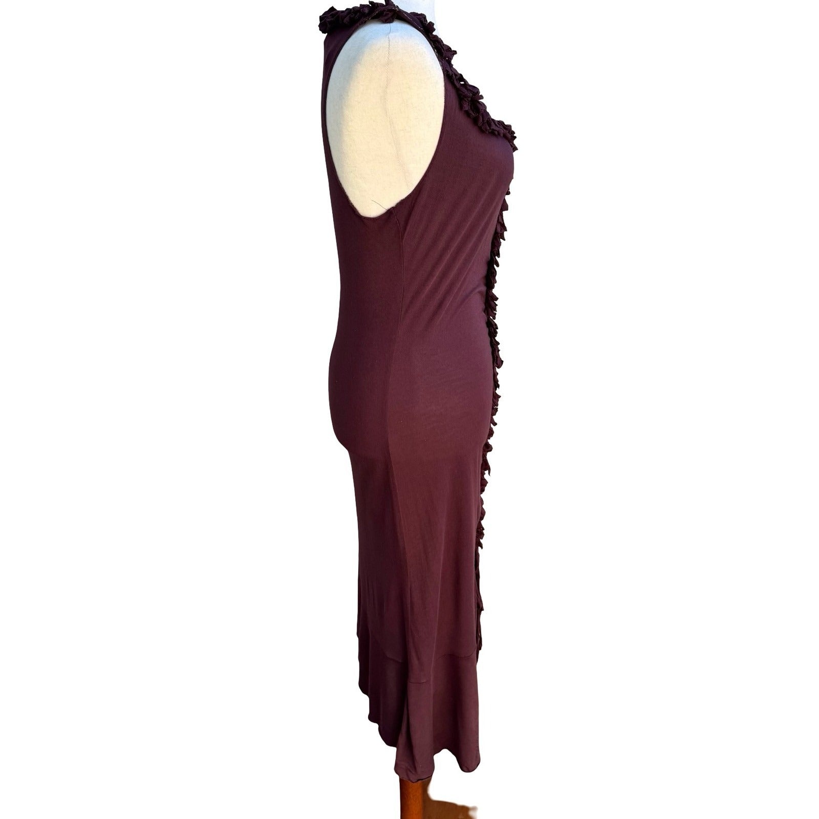 Poleci Y2K Whimsigoth Romantic Fairycore Ruffle Sleeveless Bodycon Midi Dress S