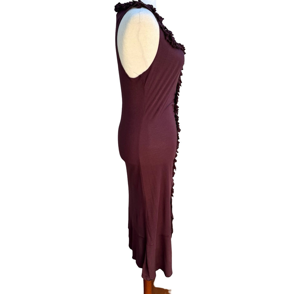 Poleci Y2K Whimsigoth Romantic Fairycore Ruffle Sleeveless Bodycon Midi Dress S