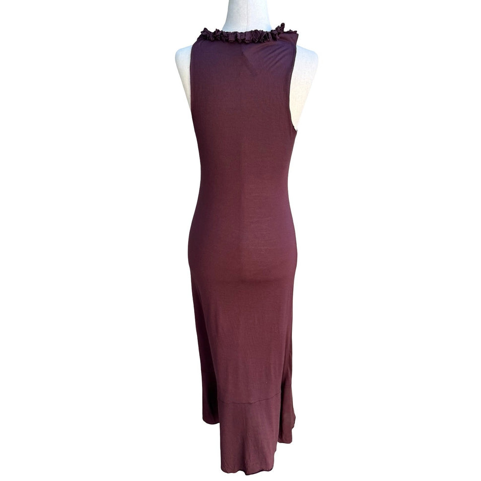 Poleci Y2K Whimsigoth Romantic Fairycore Ruffle Sleeveless Bodycon Midi Dress S
