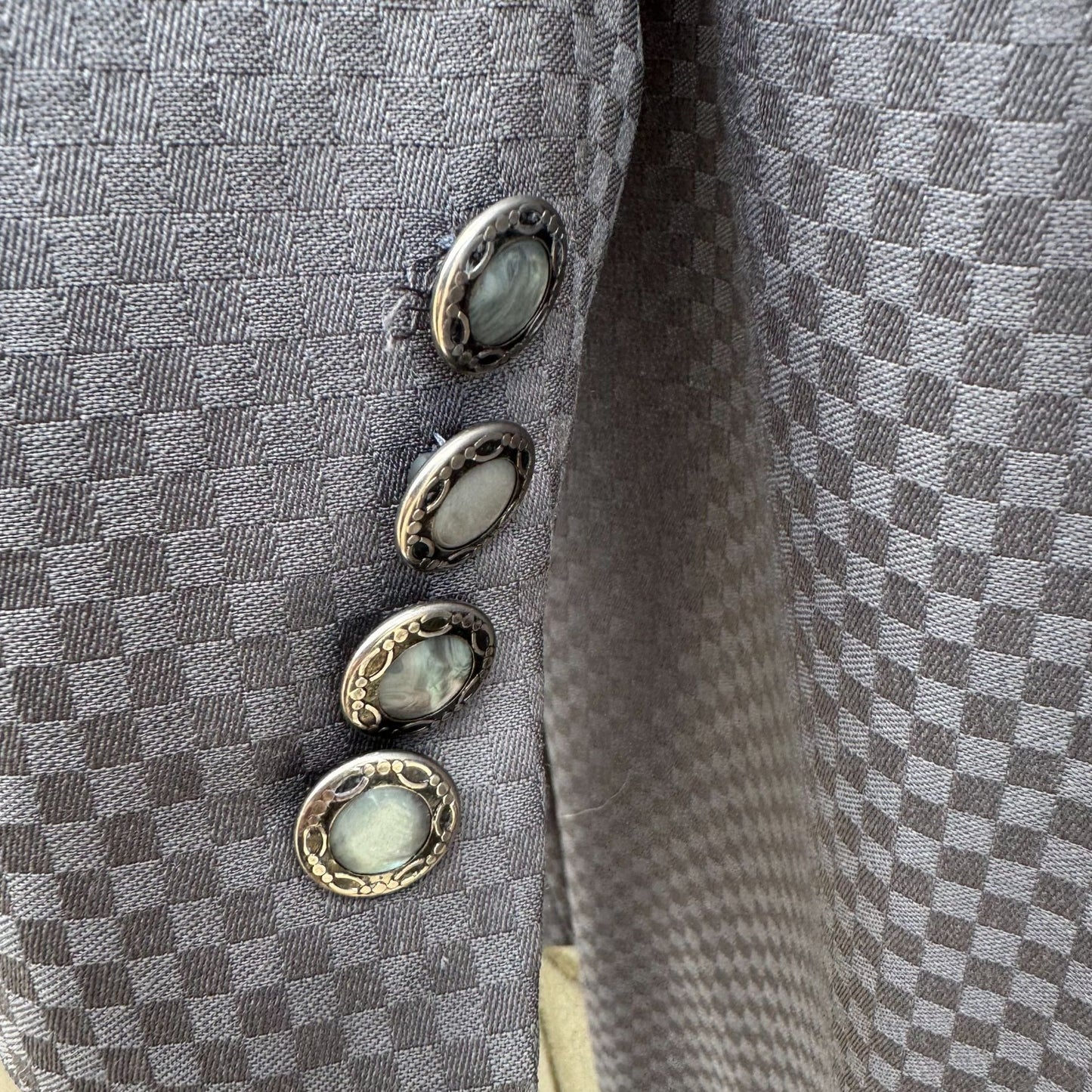 Vintage M2 Vintage Italian Super 100s Checkered Gray Tessilstrona Blazer Pants