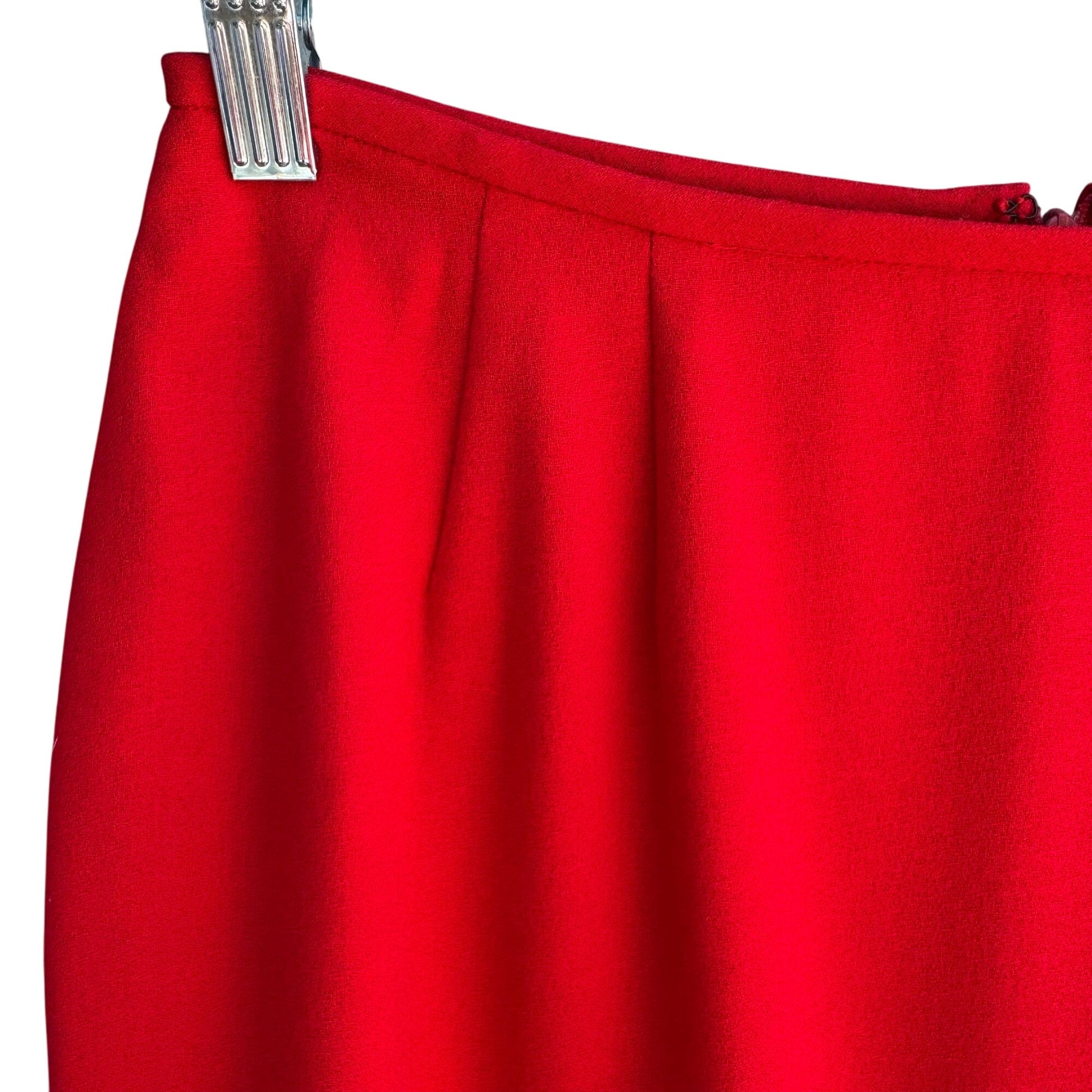 Sassco Vintage Womens Red Back Zipper Closure Dressy Lined Mini Pencil Skirt 10