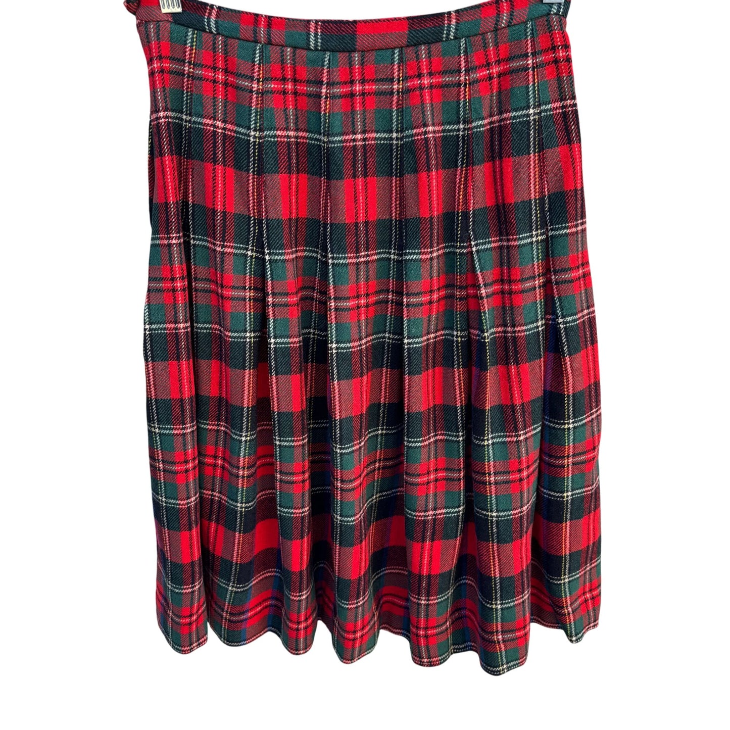 Tami Sophisticates Vintage 70s Womens Red Green Tartan Plaid Pleated Wool Skirt