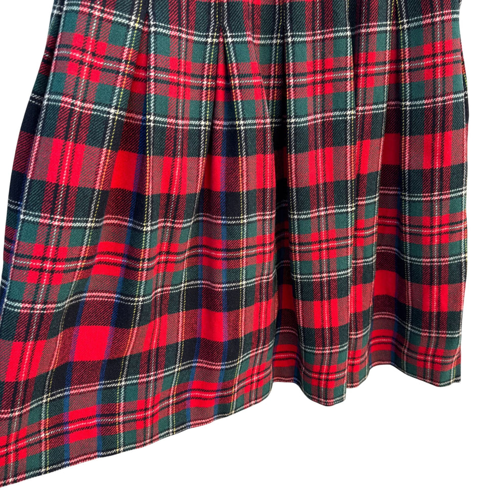 Tami Sophisticates Vintage 70s Womens Red Green Tartan Plaid Pleated Wool Skirt
