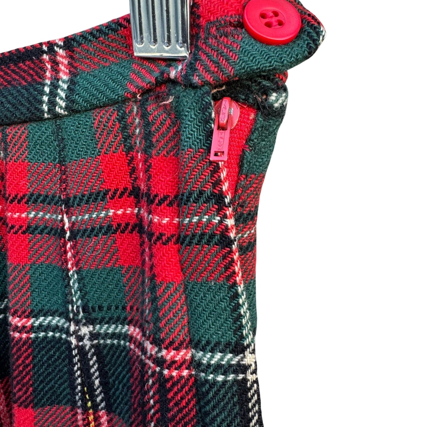 Tami Sophisticates Vintage 70s Womens Red Green Tartan Plaid Pleated Wool Skirt