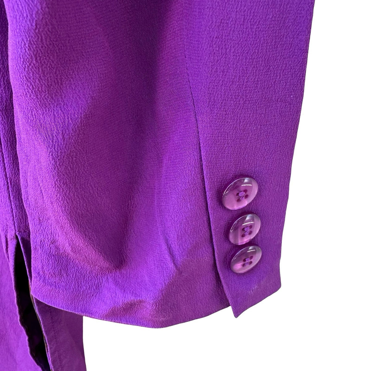 Diane Gilman Vintage 90s Luxury 100% Silk Longline Blazer Jacket Royal Purple S