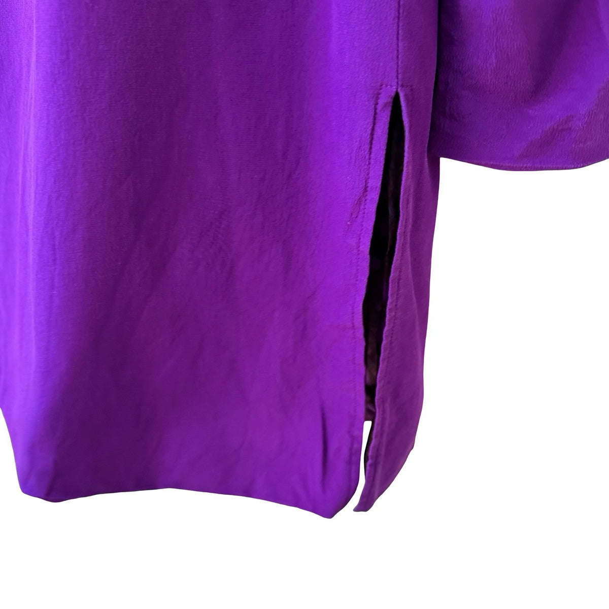 Diane Gilman Vintage 90s Luxury 100% Silk Longline Blazer Jacket Royal Purple S